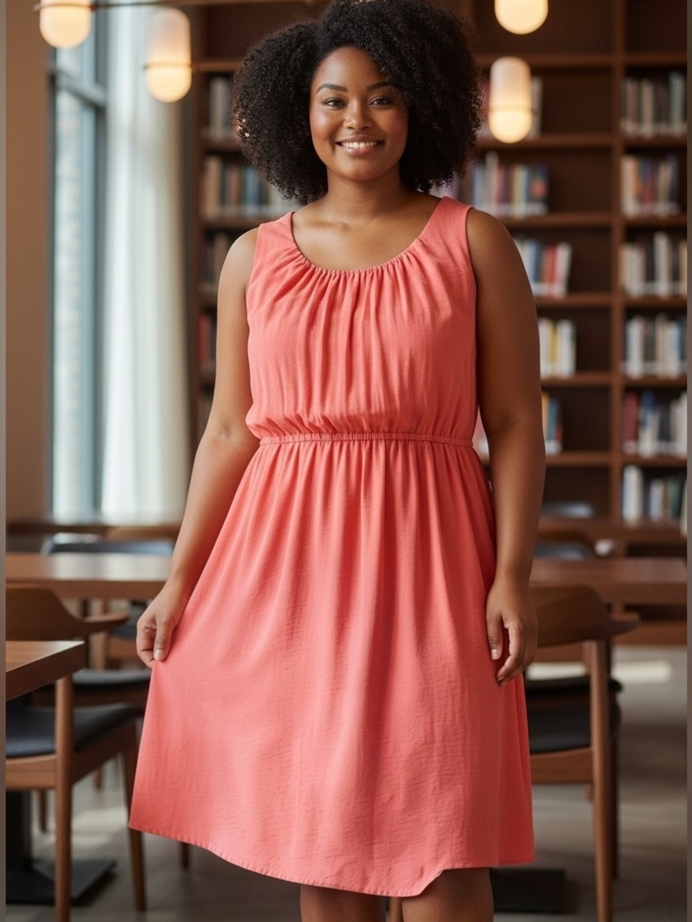 GNW (Great Northwest Clothing Company) Coral Pink Sleeveless Casual Dress (005)